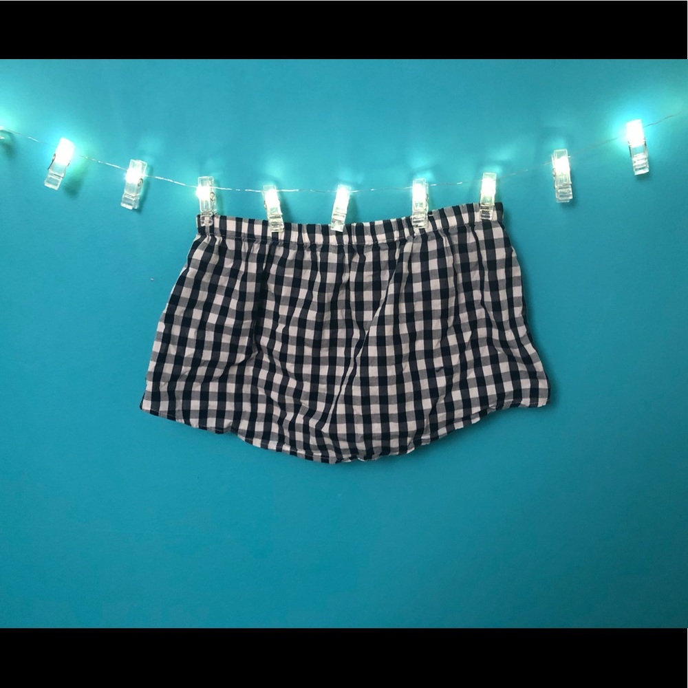 Stretchy Crop top with navy blue and white squares